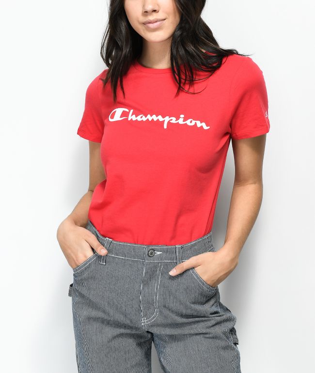 red champion t shirt women's